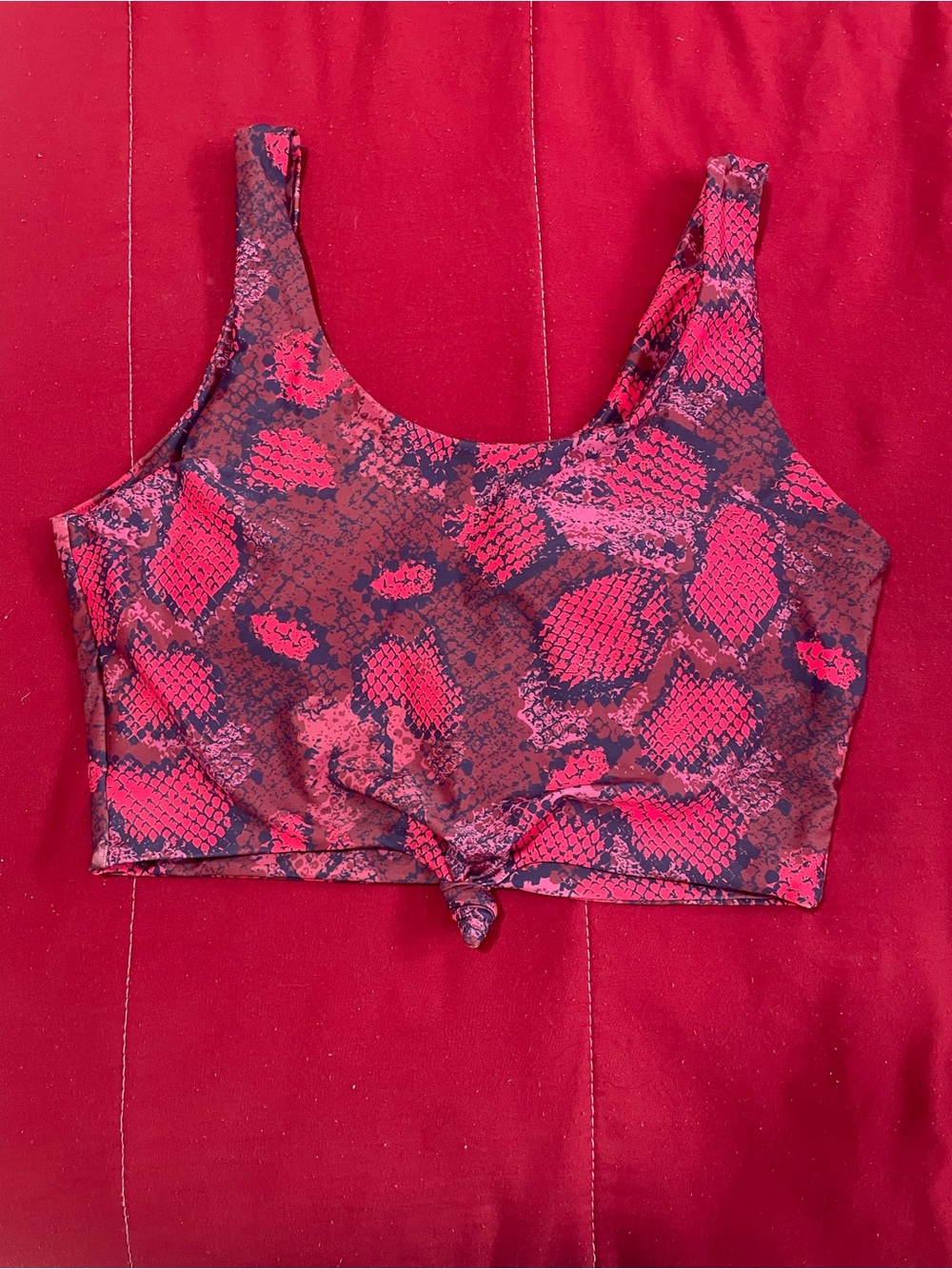 Zaful Red Snake-Print Crop Tank Top
